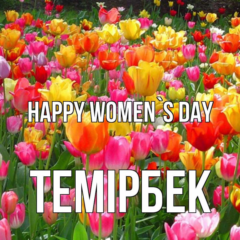 Greetings card с именем, ТЕМІРБЕК happy women`s day на международный женский день Greetings with text for free download 